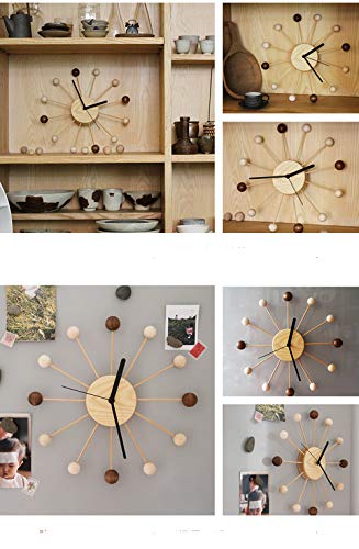 Shisedeco Art Ball Clock In Wood And Bamboo, Decorative Modern Silent Wall Clock For Home,Bedroom,Kitchen,Living Room,Office Etc. - Creative Wooden Mid Century Retro Design (Wood Bamboo Natural) #TOP7