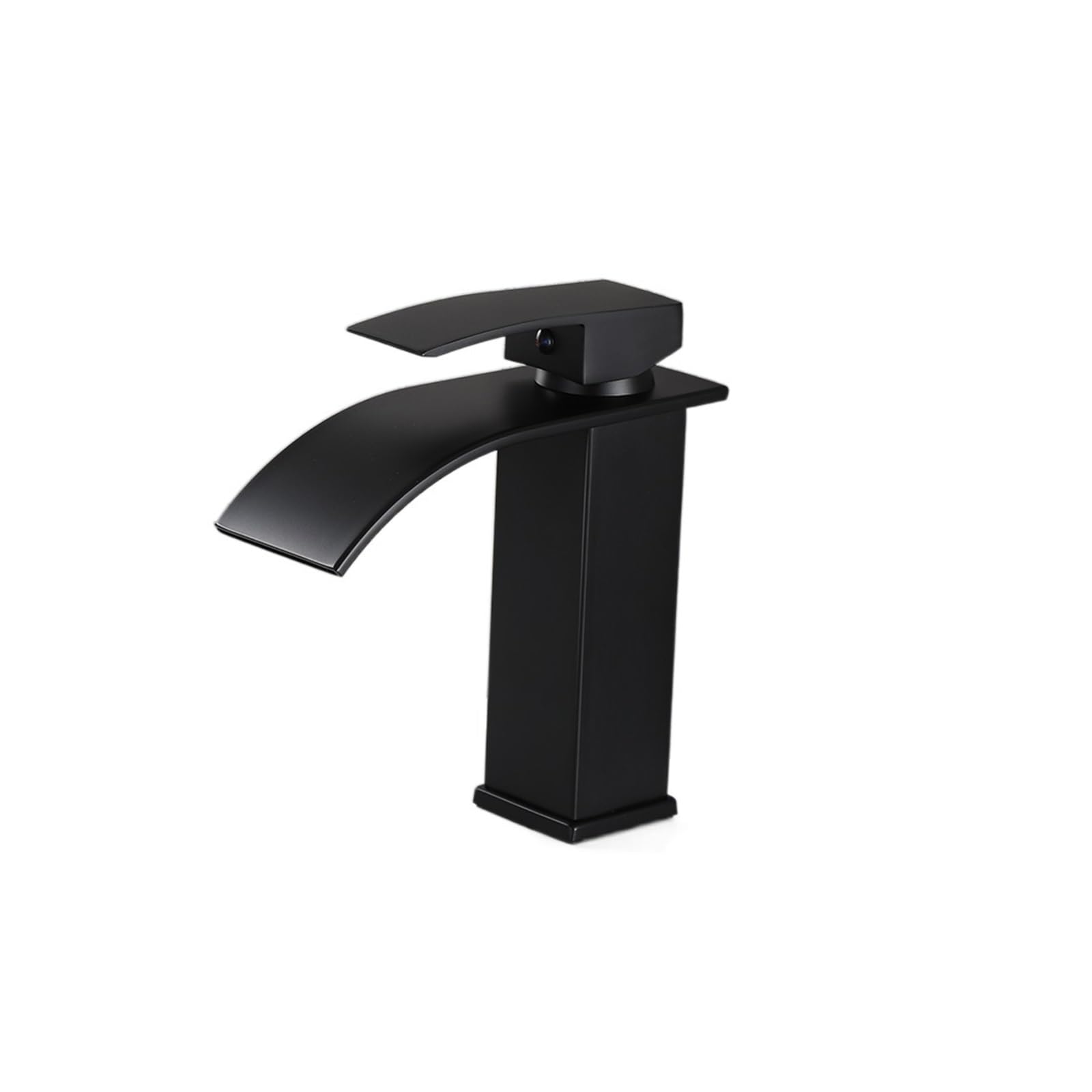 Mitigeur de lavabo cascade noir mat avec flexibles d'alimentation eau chaude et froide