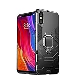 NAISU iPhone X Case, Heavy Duty Metal Ring Grip Stand Shockproof with [Magnetic Car Mount] Full Body Back Cover for Apple iPhone X (5.8inch) - Black