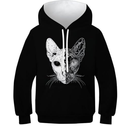 Sweat à capuche pour le collège style animaux et grande poche ado garçon 13-15Y