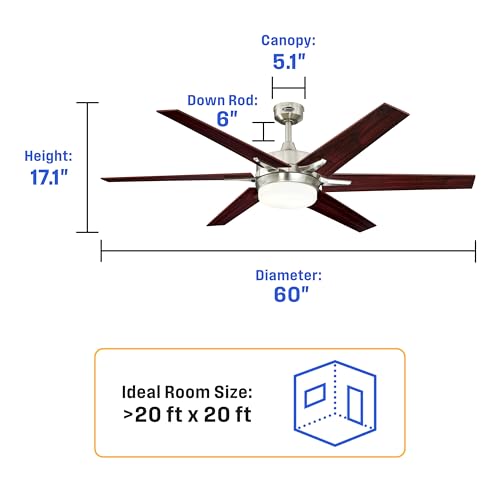 Image of Westinghouse Cayuga LED Ceiling Fan with Light, 60-Inch, Brushed Nickel