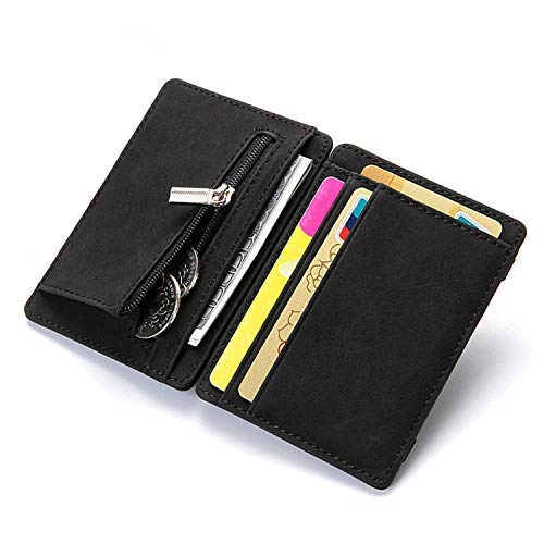 Fida&Moon ultra-thin minimalist men's magic wallet men's PU leather zipper coin purse bag plastic credit card bank card holder4