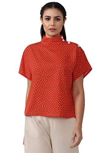 Image of Van Heusen Women's Polyester Polka Dots Regular Fit Blouse