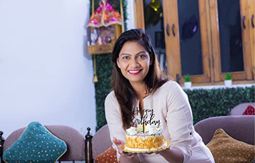 Happy Birthday Cake Topper. Cake Party Decorations, Acrylic Black Birthday Cake Topper #TOP4