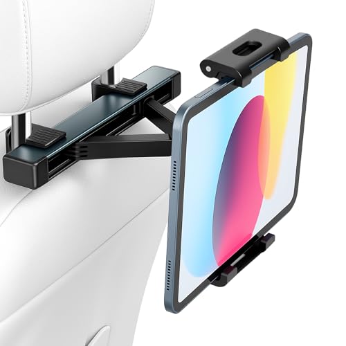 URAQT Soporte Tablet Coche, Soporte Coche Reposacabezas 360°Rotación Soporte de Montaje Extensible Compatible con iPad Air/Kindle Fire HD/Switch, Todos los Dispositivos de 4,7 a 13 Pulgadas