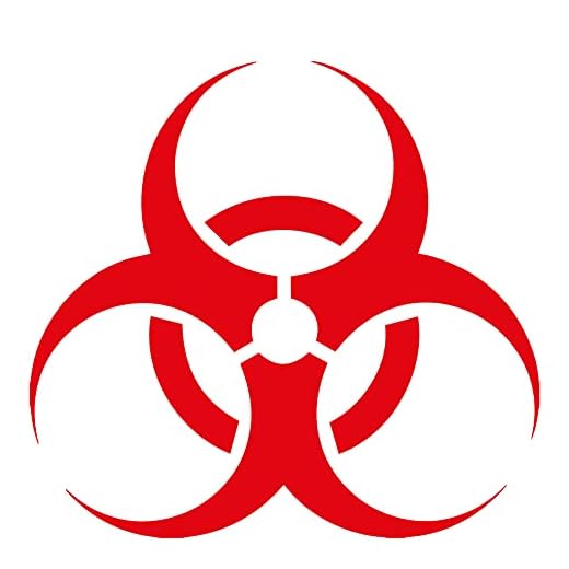 Custom Vinyl Pegatina Biohazard, Peligro biologico 8,5x9cm (Rojo)