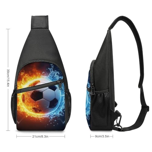 Men Women Sling Shoulder Backpack Foldable Unbalance Shoulder Chest Crossbody Bag - Soccer Football Ice And Fire Anti-Theft Multipurpose Rucksack Bookbag Backpack2