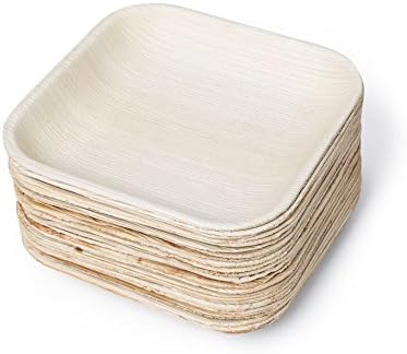 Party Leaf 7" Palm Leaf Heavy Duty Disposable Plates: Organic, Elegant, Sturdy Serving Square Plates Set/ Durable Medium Size Plates /Perfect Wedding, Birthday Party, Camping, Picnic Dinnerware