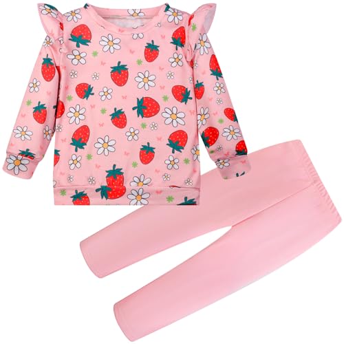 Image of Girls 2 Piece Outfits Toddler Girls Leopard Print T-Shirt and Leggings Set School Outfits Girl Clothes Fall Sets