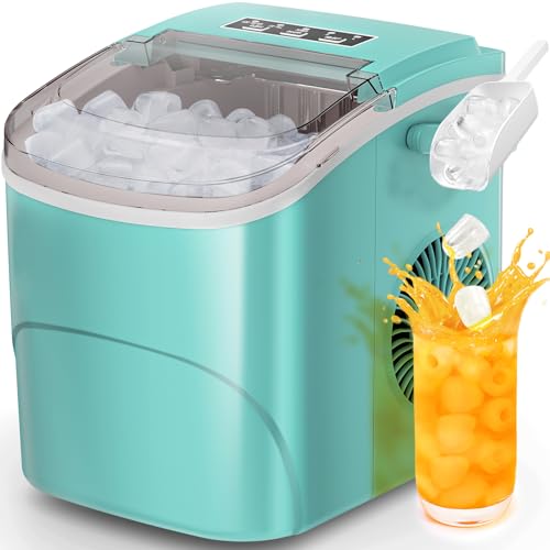 Image of Antarctic Star Countertop Ice Maker Portable Ice Machine,Bullet Ice, Automatic-Cleaning Ice Makers, 26Lbs /24H, 9 Ice Cubes Ready in 6-8 Mins for Home Kitchen Bar Party Green