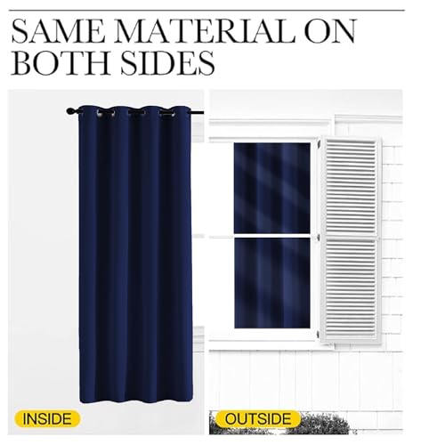 Aspire Homeware Blackout Curtains 90x90 - Eyelet Curtains for Living Room Super Soft Thermal Insulated Bedroom Window Curtain with Tiebacks - Navy - Image 5