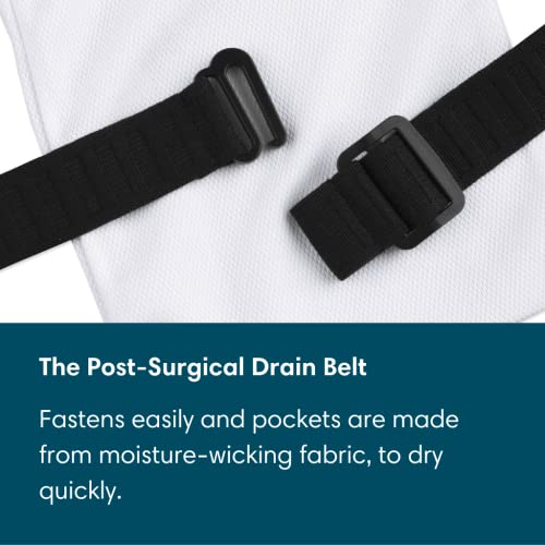 Mastectomy Drainage Pouch Holder,JP Drain Holder & Shower Belt for Support Adjustable Comfort White
