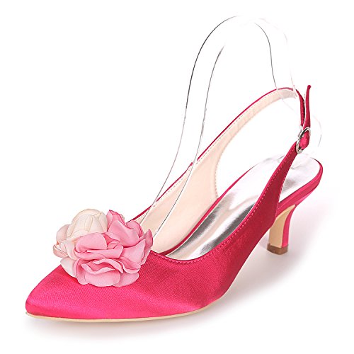 Escarpins talon chaton en satin bout pointu fermé de mariage