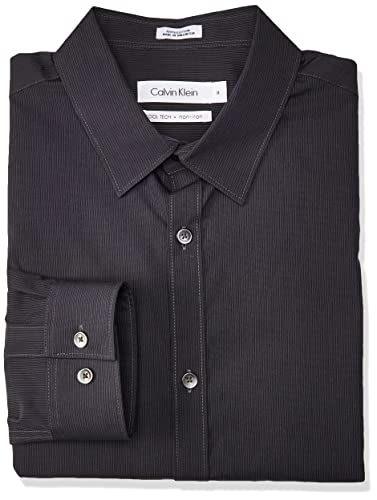 Calvin Klein Men's Stripe Poplin Long Sleeve Button Down Shirt