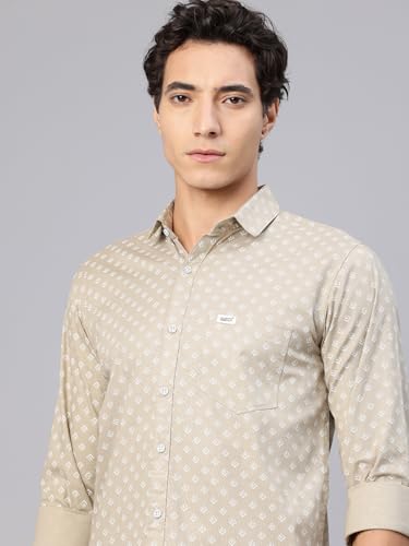 Image of Majestic Man Custom Abstract Printed Pure Cotton Slim Fit Casual Shirt
