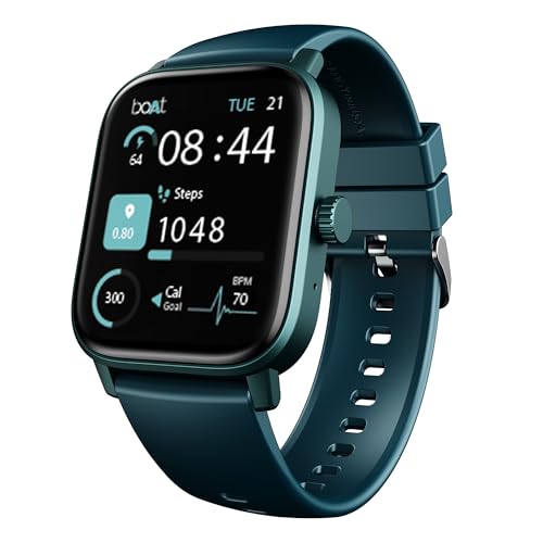 Boat Wave Call 3 Smartwatch 1.83” HD Display with Animated Watch Faces; BT Calling, Functional Crown, Multiple Sports Modes, IP68, HR, SpO2 Monitor, Smart Watches for Men & Women (Aqua Blue)