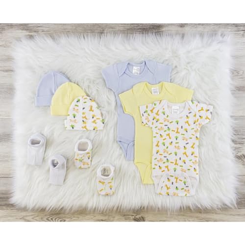 Bambini LS-0555L Layette Baby Clothes Set - White Blue & Yellow - Large - Pack of 3