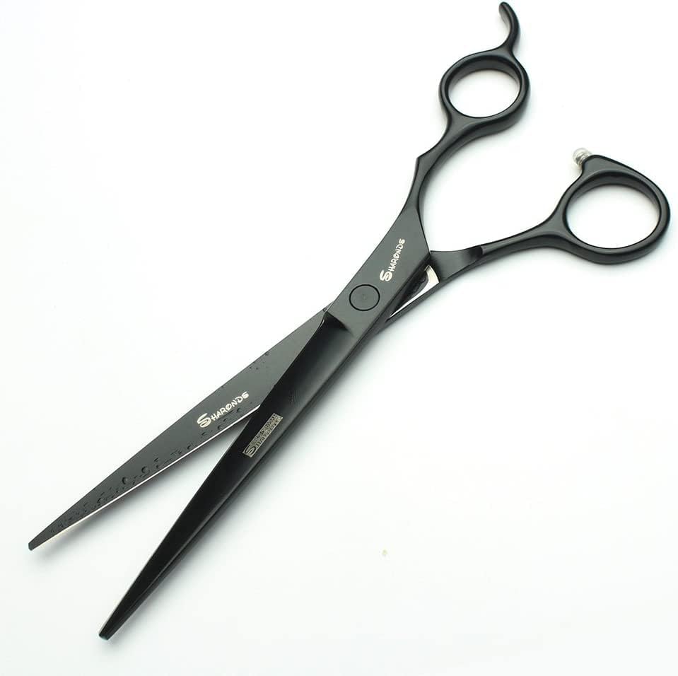 SHARONDS 440C Hair Cutting Scissors Set, Hair Scissors, Thinning Scissors, 6 Inch / 7 Inch Black (7 Inches, 2 Pieces)