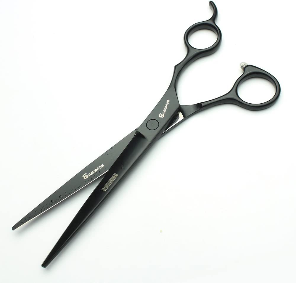 6 Zoll/ 7 Zoll Haarschneideschere set，haarschere，ausdunnschere SHARONDS 440C Schwarz (7 zoll 2Stück) | Edelstahl，Verdünnung，Friseursalon，Ergonomischer rutschfester Griff