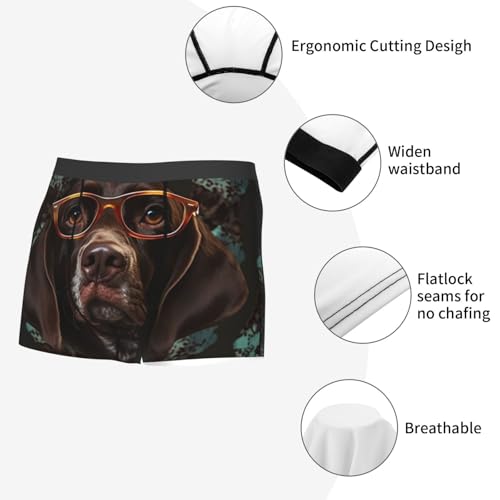 Men's Underwear Boxer Briefs Supersoft Brushed Stretch Boxer Briefs German Shorthaired Pointer in Glasses Mens Trunks2