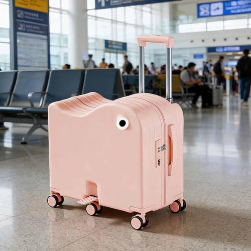 Dalumian Portaniños para equipaje de mano, maleta de cabina rígida, maleta de viaje ligera con ruedas giratorias y cerradura, maleta montable para niños y niñas(Pink,20