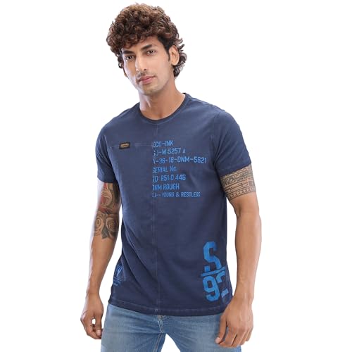 Image of Spykar Men's Comfort Fit Round Neck Half Sleeve Solid Casual T-Shirt