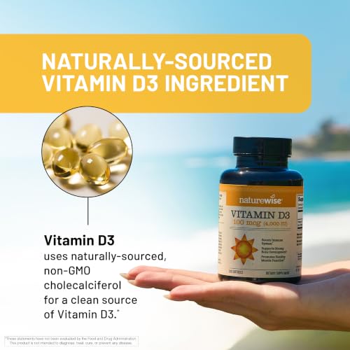 NatureWise Vitamin D3 4000IU Supplement, Immune Support, 30 Mini Softgels - image 4
