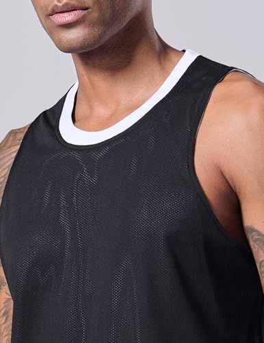 1 Set of Men\'s Reversible Basketball Jersey and Shorts, Double-Sided Custom Athletic Uniforms for Team Sports Practice (Black/White, Medium)