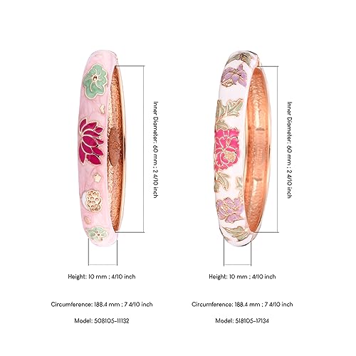 UJOY Vintage Cloisonne Bracelets Flower Enameled Jewelry Plated Cuff Bangle for Women Gift Box 55A353