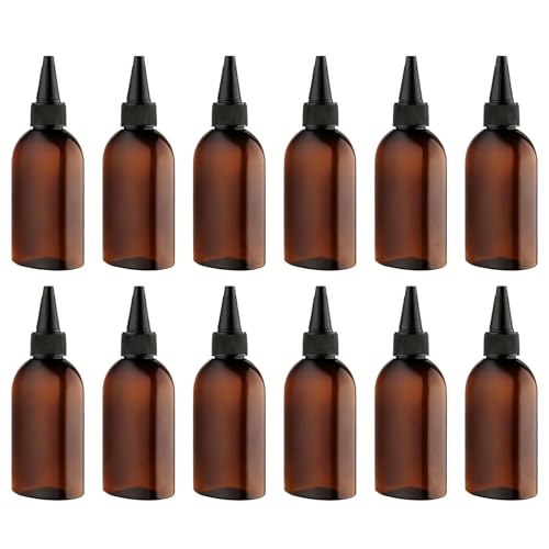 Cosywell Paint Bottles 12Pack 100ml/3.4oz Empty Squeeze Bottles Leak-Proof Refillable Plastic Hair Color Applicator Bottle Paint Storage Containers for Paint Art Crafts Shampoo Liquids(Clear)