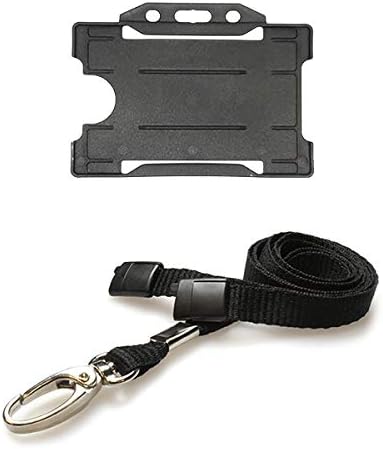 ALG ID Cards® Black ID Card Badge Holder - Black Lanyard Card Holder - Black Lanyard Neck Strap with Metal Clip & Safety Breakaway Release for Pass Holder