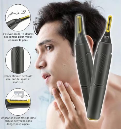 Tondeuse nez,oreilles et sourcils,USB Rechargeable Tondeuse Nez et Oreilles pour le Nez,Portable Rasoir Homme du Visage,Design Compact et Sans Douleur,à piles,Accessoires amovibles faciles à nettoyer – vue 4