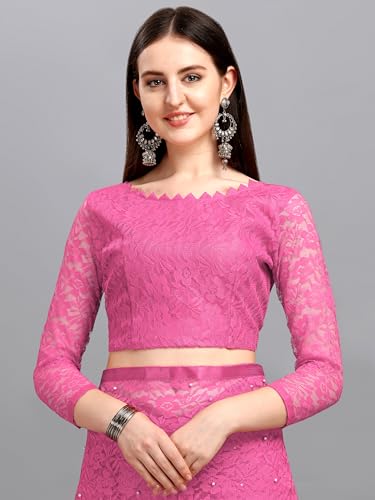 Image of LOROFY Women's Brasso Net Saree With Blouse