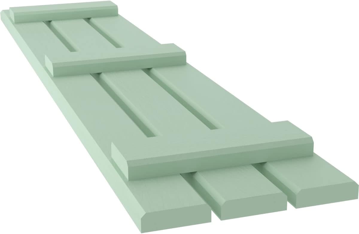 Ekena Millwork ARW401SB311X61SGH Americraft Three 3 Exterior Real Wood Spaced Board-n-Batten Shutters (Per Pair), Seaglass