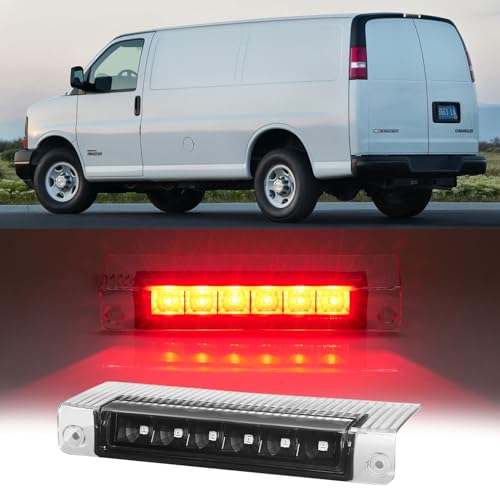 Image of Third 3rd Brake Light LED for 2003-2017 Chevy Express, High Mount Rear Brake Lights Assembly for 03-17 GMC Savana, Waterproof Center Cab Lamp Stop Light