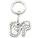 WCDHOR 67 Keychain Stainless Steel Hand Gesture, Funny Six Seven Meme Key Ring, Backpack Bag Pendant Charm, Teen Gift for Boys Girls, Party Favor Bag Stuffers