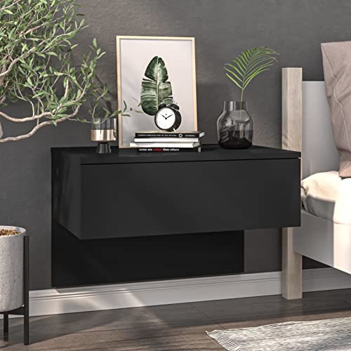 Table de chevet murale noire pour libérer l'espace au sol de la chambre