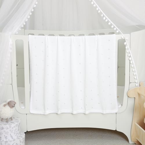 Image of Baby Blanket Knit Ultra Soft Swaddle Receiving Blankets for Boys & Girls Cotton Knitted Newborn Infant Toddler Nursery Crib 30 x 40 Inch