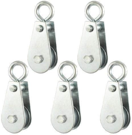 Flyshop 0.03T, 30kg Metal Swivel Hook Lifting Crane Single Pulley Block, 5 Pieces