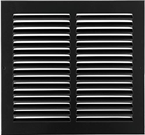 12 w X 12 h Steel Return Air Grilles - Sidewall and Ceiling - HVAC Duct Cover - Black [Outer Dimensions: 13.75 w X 13.75 h]