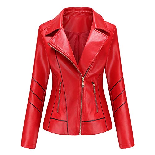 Rumity Damen PU Leder Jacke Frühling Herbst Bekleidung Kurz Moto Biker...