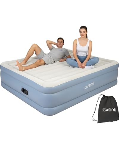 AVENLI Luftmatratze Luftbett selbstaufblasend für 2 Personen 203x152x46cm aufblasbare Matratze Gästebett mit integrierter Pumpe extra hohe Liegefläche beflockte Oberfläche für Camping & Zuhause