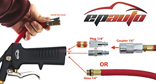 Epauto Heavy Duty 120 Psi Tire Inflator Gauge With Hose And Quick Connect Plug #TOP2