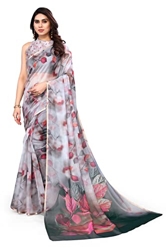 Image of MIRCHI FASHION Saree for Woman Organza Floral Printed | Lightweight Elegant Traditional Sari with Matching Blouse Piece