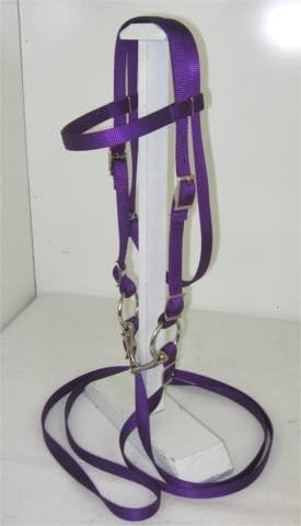 Pony Complete Bridle, Nylon, with BIT Purple