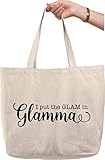 I put the glam in glamma funny family grandma cursive Natural Canvas Tote Bag funny gift