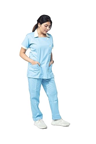 Image of UNIFORM CRAFT Women's Polyester and Cotton Twill Nurse Uniform, Light Blue (2XL)