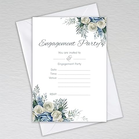 Dusty Blue Rose Engagement Party Invites Cover