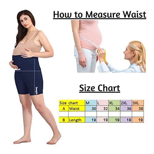 Image of Women's Cotton Maternity Shorts Over The Belly for Pregnant Women for Pre & Post Pregnancy