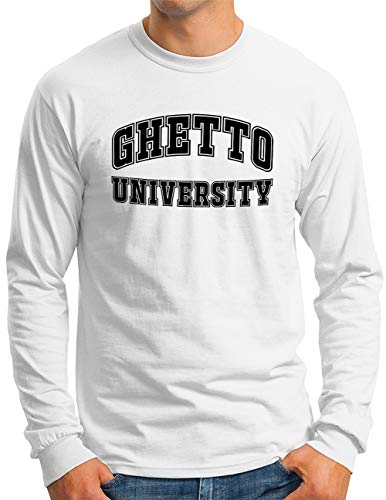 T-shirt manches longues homme blanc taille 4XL vetement universitaire OM3 Ghetto University